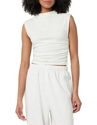 The Drop Women's Raylen Sleeveless Ruched Top, Coconut Milk, S