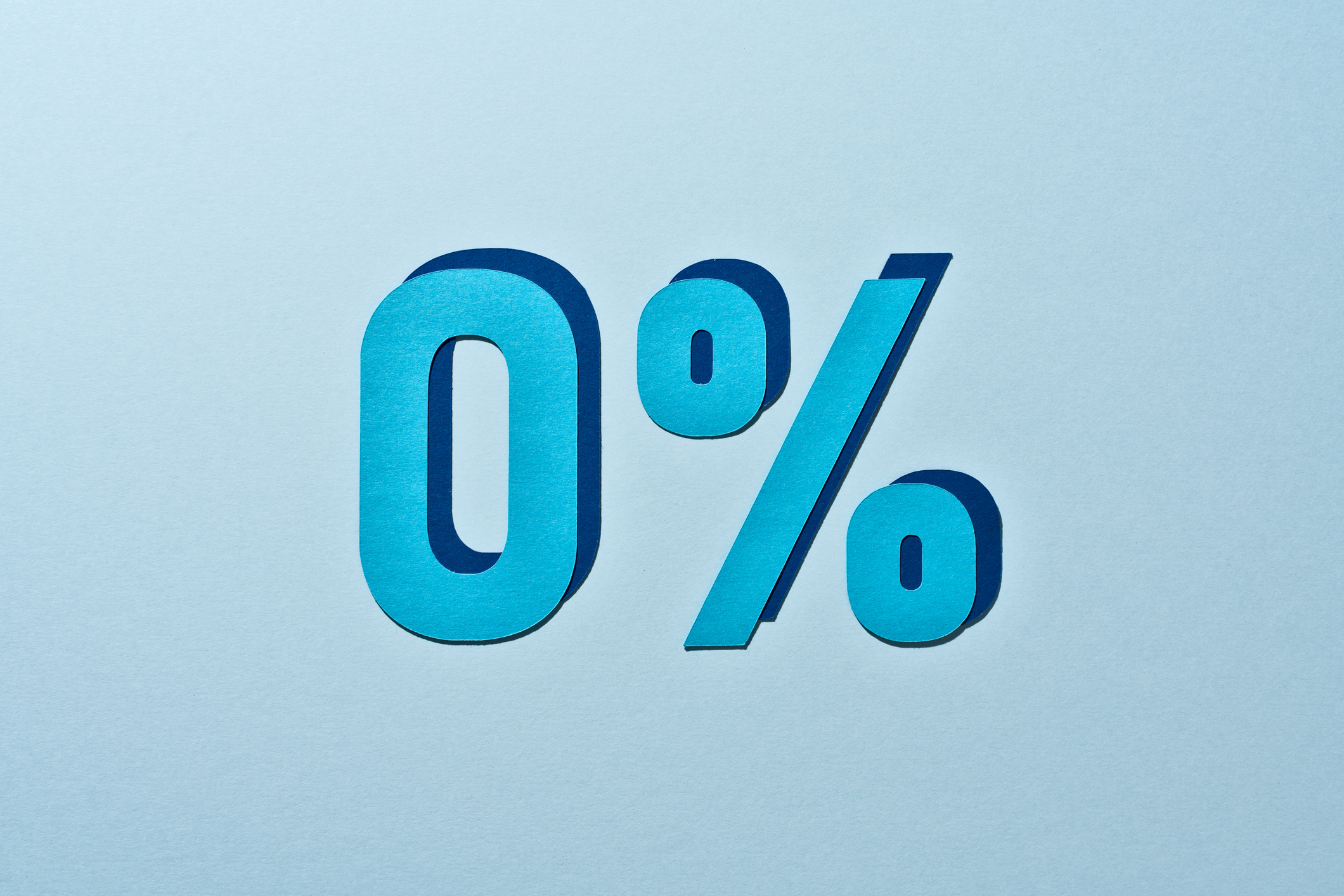 blue zero precent sign