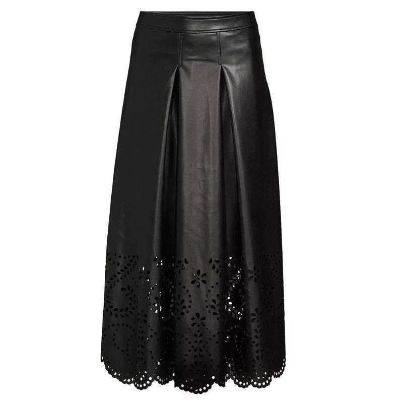 Cat Deeley's faux-leather midi skirt with cut out details