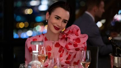 Lily Collins wears Magda Butrym in Emily in Paris