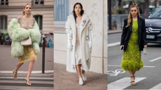 street style influencers showing what to wear to a winter wedding coats and cover ups