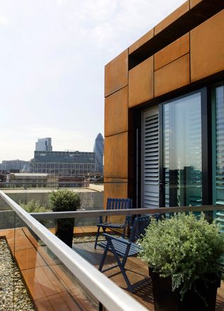 A balcony of one of the bedrooms at Shoreditch House