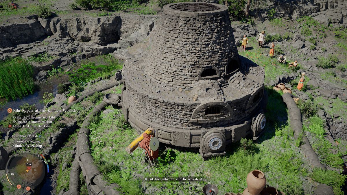 Crimson Desert kiln repair - Pushing a handle