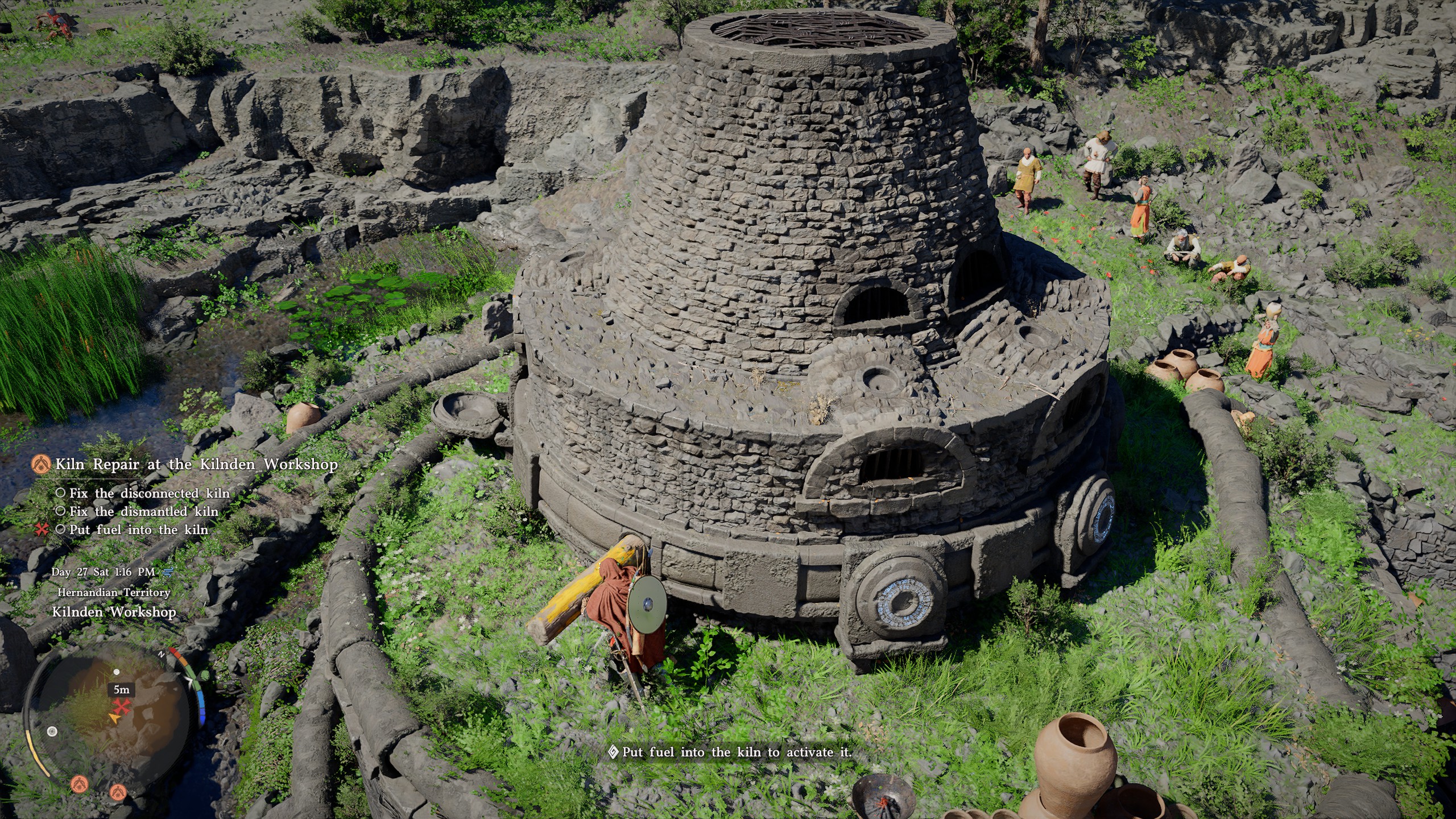 Crimson Desert kiln repair - Pushing a handle