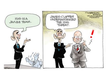 Obama cartoon ISIS threat James Clapper