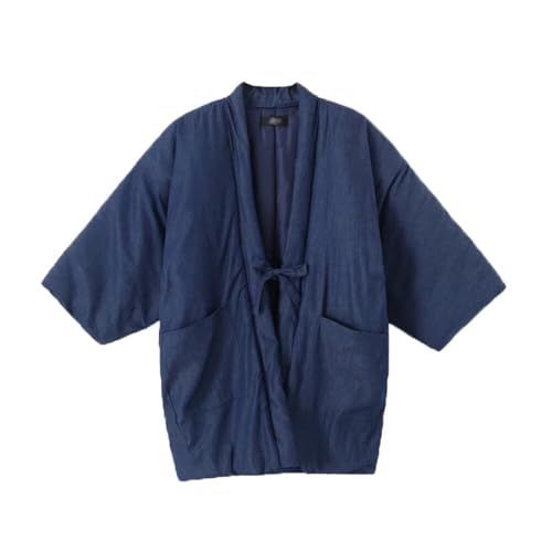 Dizoon Women's Men's Hanten Traditional Japanese Style Winter Kimono Cotton Jacket Tops Winter Casual Outer Coat