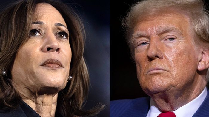 Democratic presidential nominee, U.S. Vice President Kamala Harris (L) and Republican presidential nominee, former U.S. President Donald Trump head-to-head before the US election live streams 2024