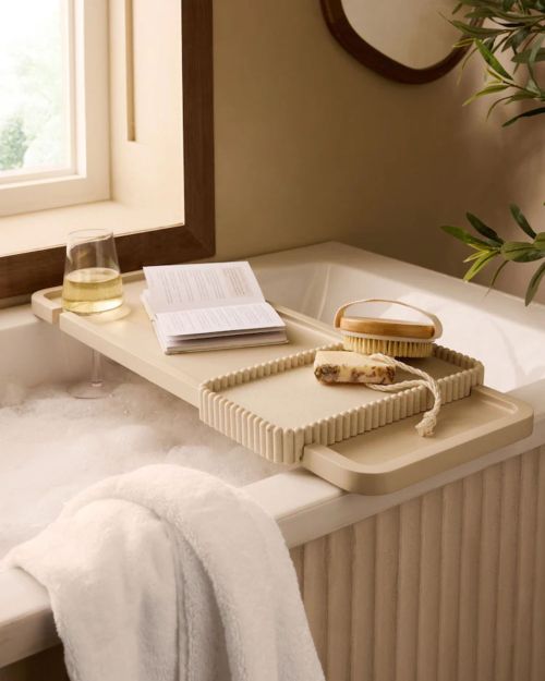 Natural Rib Storage Bath Tray