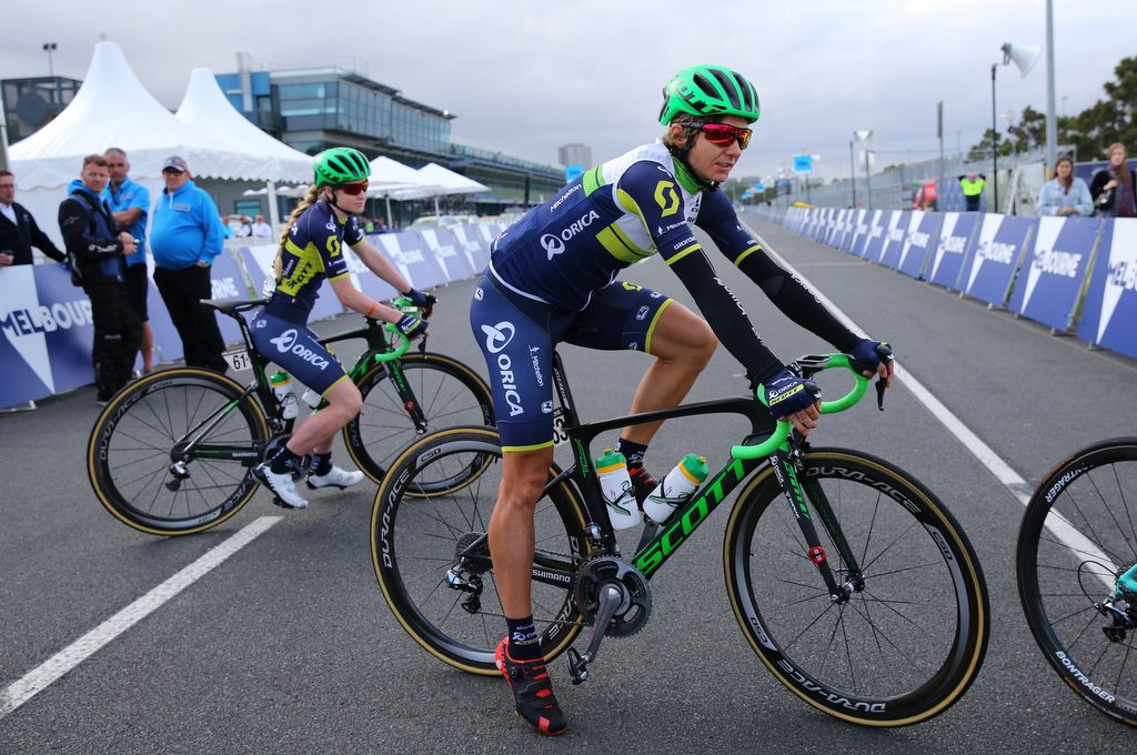 Australian road champion Kat Garfoot (Orica-AIS) at sign on