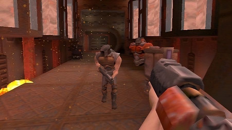 Taking on a grunt in Quake 2.