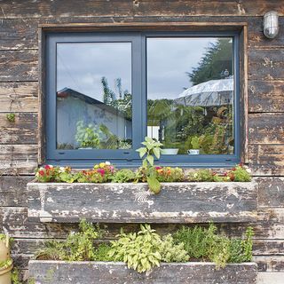garden makeover with window and plants