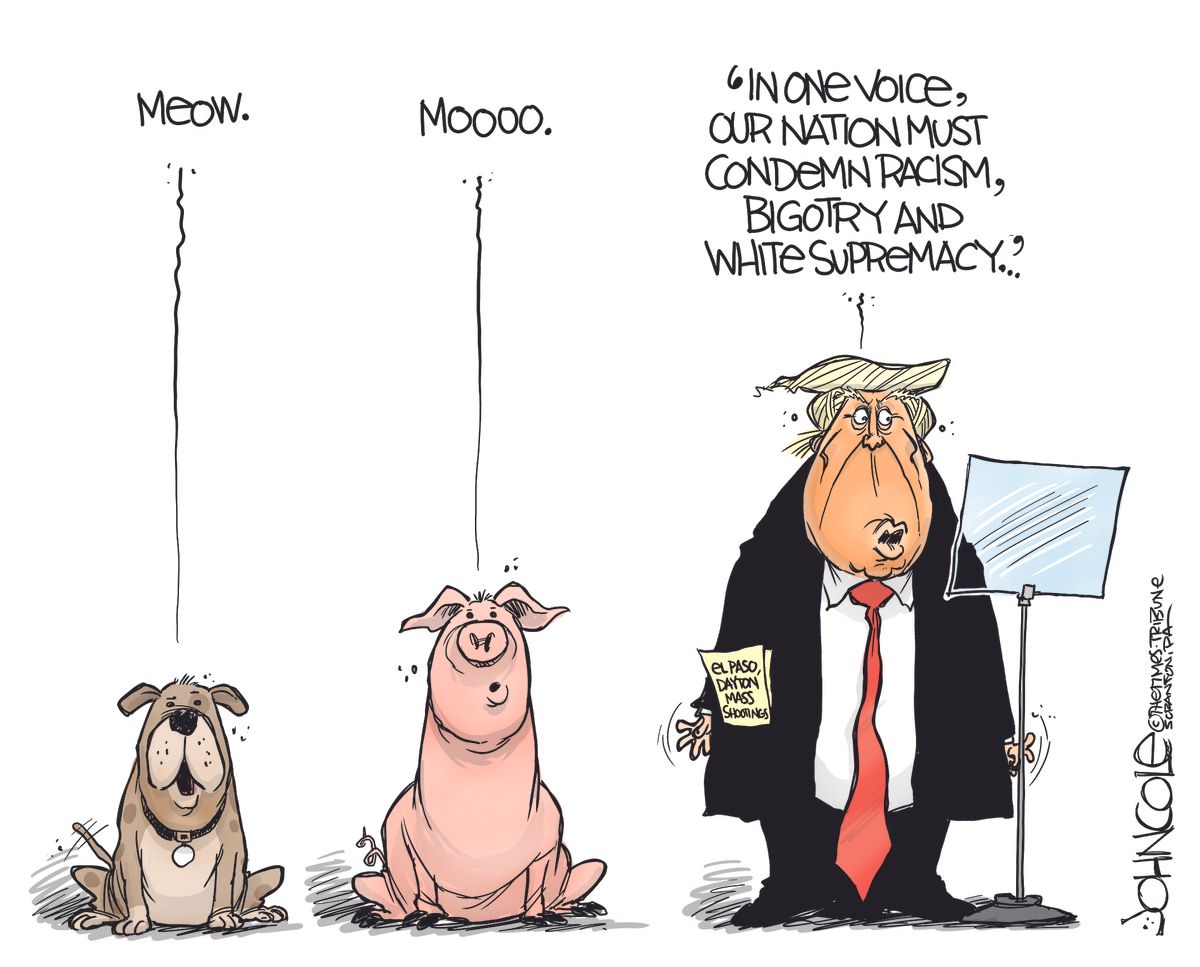 Political Cartoon U.S. Animals Wrong Sounds Trump Condemning Racism ...