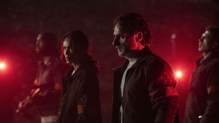 Lesley-Ann Brandt and Andrew Lincoln in The Walking Dead: The Ones Who Live