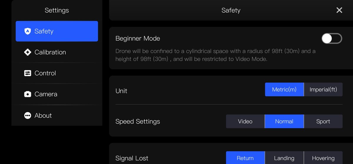 Screengrab from the Potensic Pro app for the Potensic Atom drone