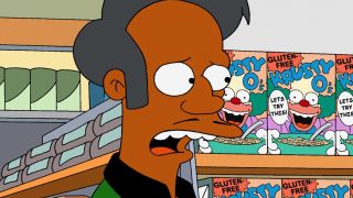 Apu in front of some cereal