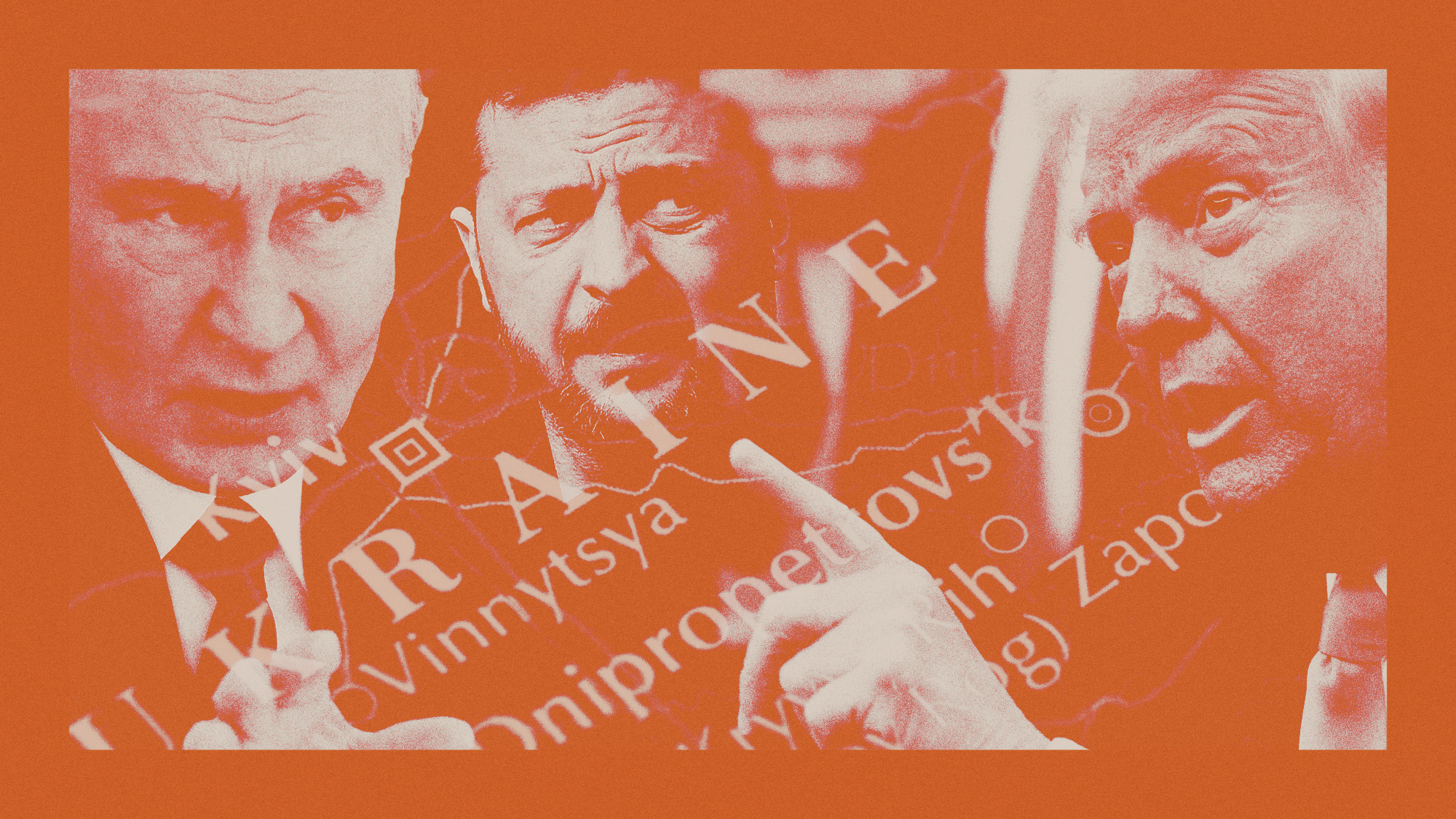 Photo composite of Vladimir Putin, Donald Trump and Volodymyr Zelenskyy