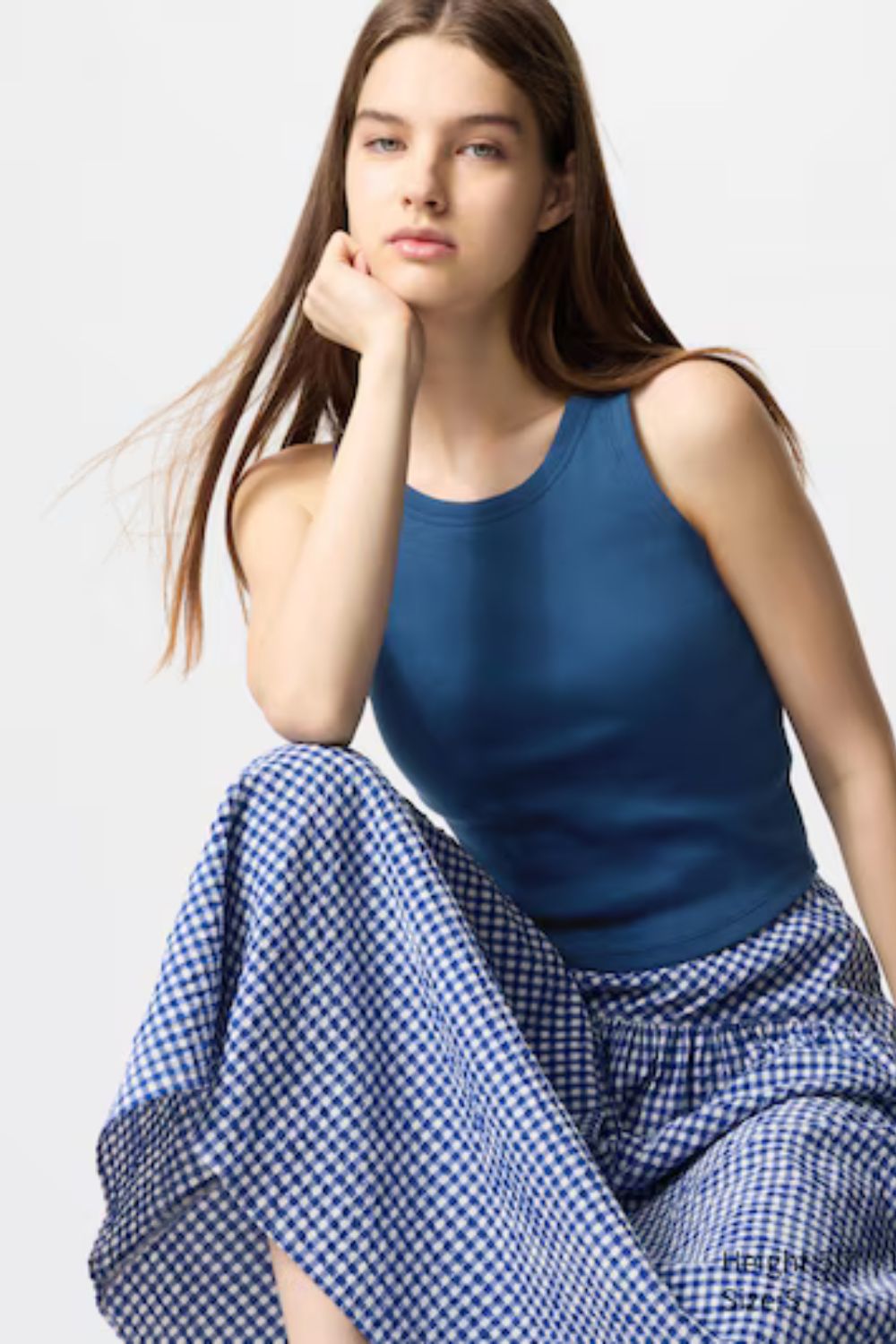 Uniqlo Ribbed Cropped Sleeveless Bra Top in Blue