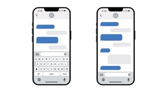 2 views of the iMessage app on an iPhone