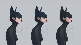 Sketches of female character portrait in Procreate by Laura H. Rubin
