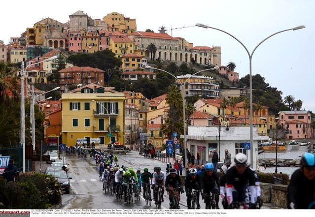 The Ligurian town of Imperia offers an impressive back drop to the racing