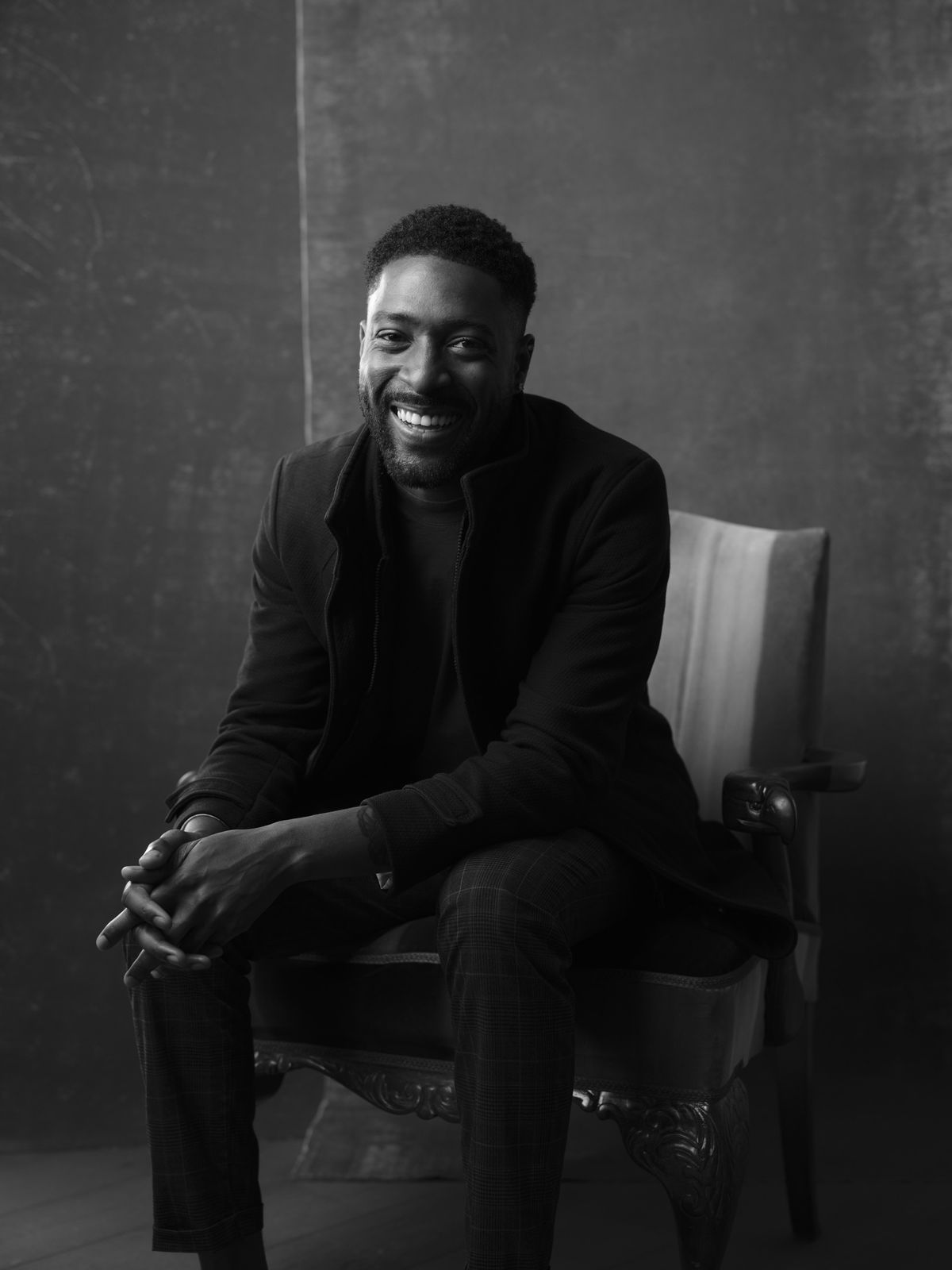 Stuido portrait using an Acros black and white Fujifilm film simulation