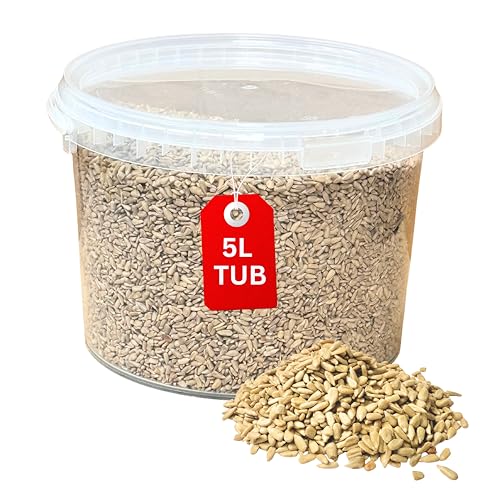 Beewarm Premium Wild Bird Food &amp;ndash; Sunflowers Hearts for Garden Birds &amp;ndash; High Energy Wild Food, No Mess Bird Feed for All Species (5l Tub, Sunflowers Hearts)