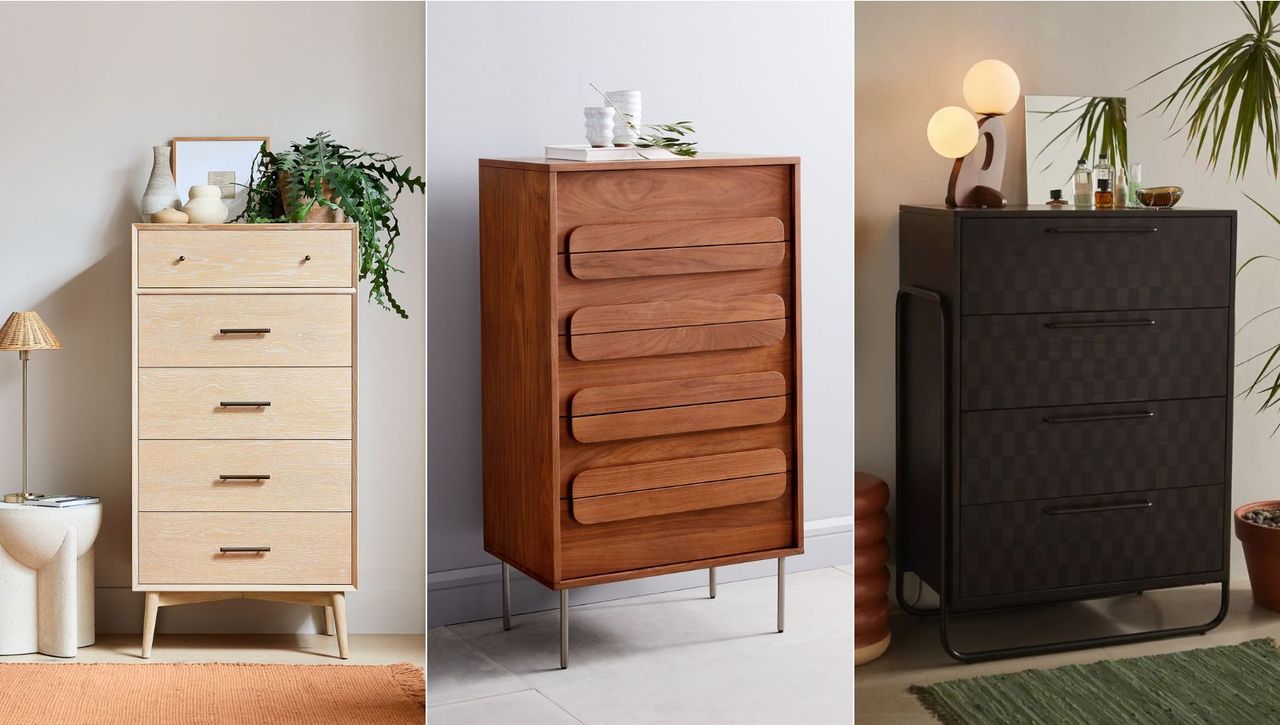 Three panel image of dressers