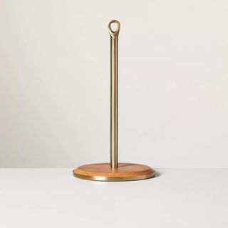 Wood & Brass Paper Towel Holder 