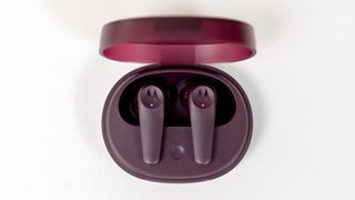 Overview of Motorola Moto Buds 600 ANC earbuds in case.