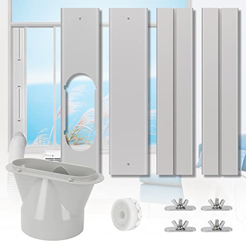 Unaoiwn Portable Air Conditioner Window Kit, Adjustable Vertical/horizontal Sliding Window Kit Plate for Ac Unit, Ac Window Vent Kit, Ac Window Seal Suitable for 5.1” Ac Exhaust Hose