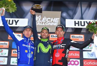 Dan Martin, Alejandro Valverde and Dylan Theuns on the 2017 Fleche Wallonne podium