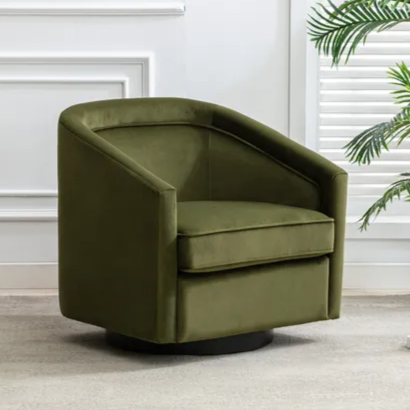 Velvet Swivel Barrel Chair