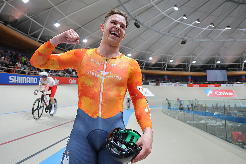 2025 Track World Championships Men's Keirin: Harrie Lavreysen celebrates the win