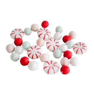 peppermint christmas garland with pink and light blue balls