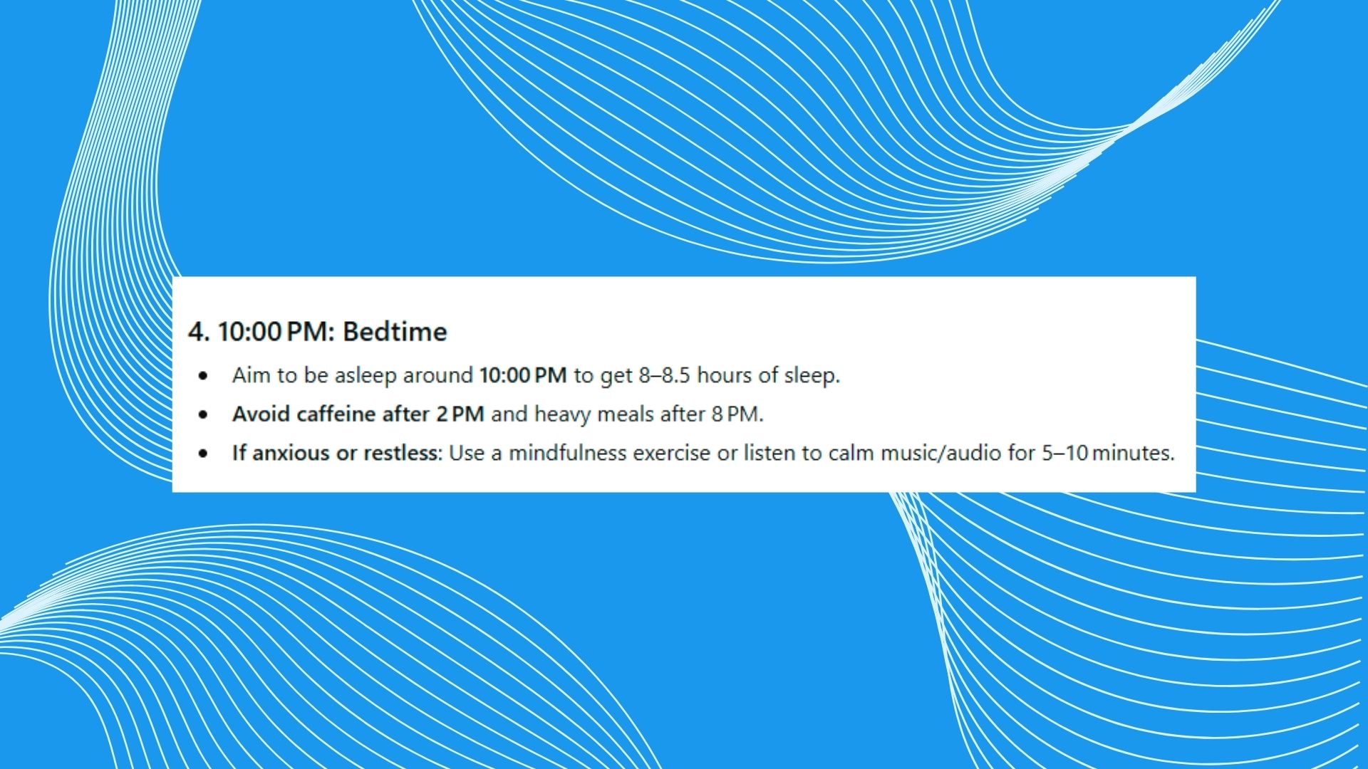 A screenshot of sleep advice given by ChatGPT.