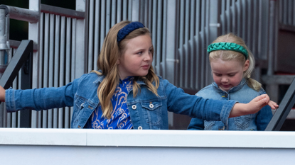 Lena Tindall and Mia Tindall attend the Platinum Pageant on The Mall on June 5, 2022 in London, England. The Platinum Jubilee of Elizabeth II is being celebrated from June 2 to June 5, 2022, in the UK and Commonwealth to mark the 70th anniversary of the accession of Queen Elizabeth II on 6 February 1952.