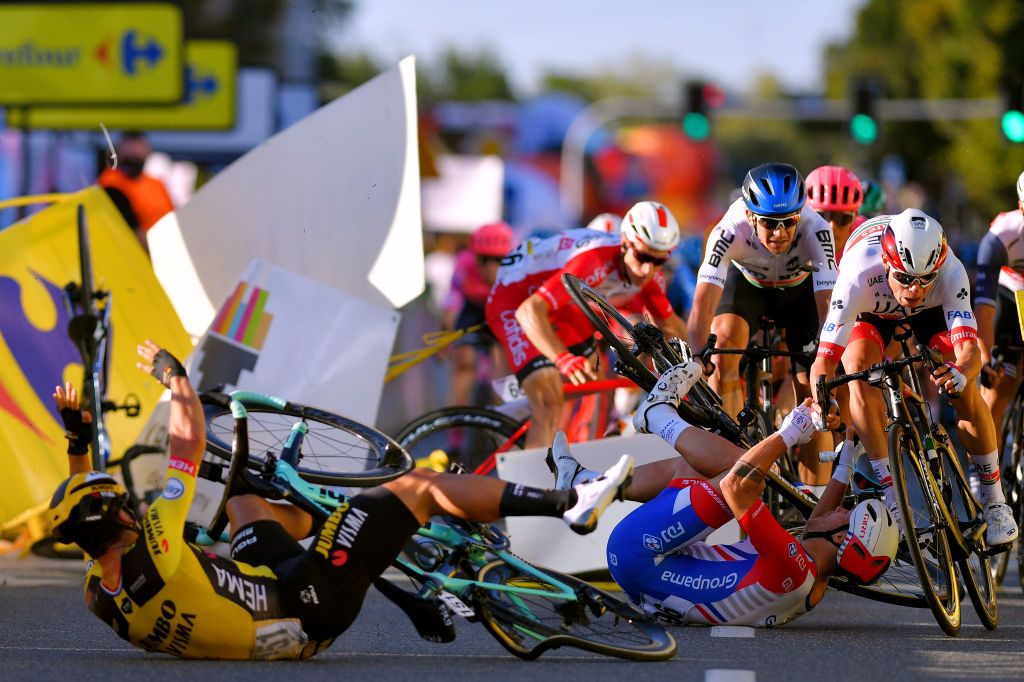 Riders tried to avoid the crash on stage 1 of the Tour de Pologne