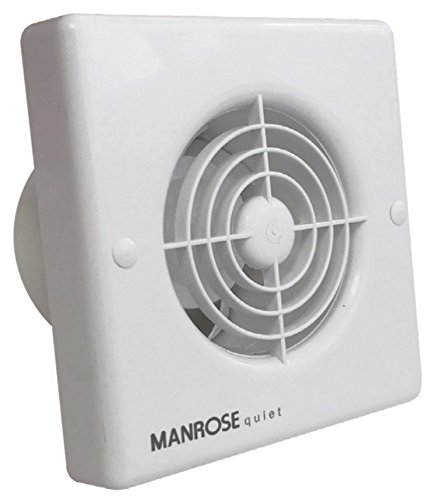 Manrose Qf100t Quiet Fan 100mm (4") Bathroom Extractor Fan With Adjustable Timer, Ultra Quiet 27db(a), 75 M&amp;sup3;/h, Low Energy 5w, Backdraught Shutters, Wall or Ceiling Mount