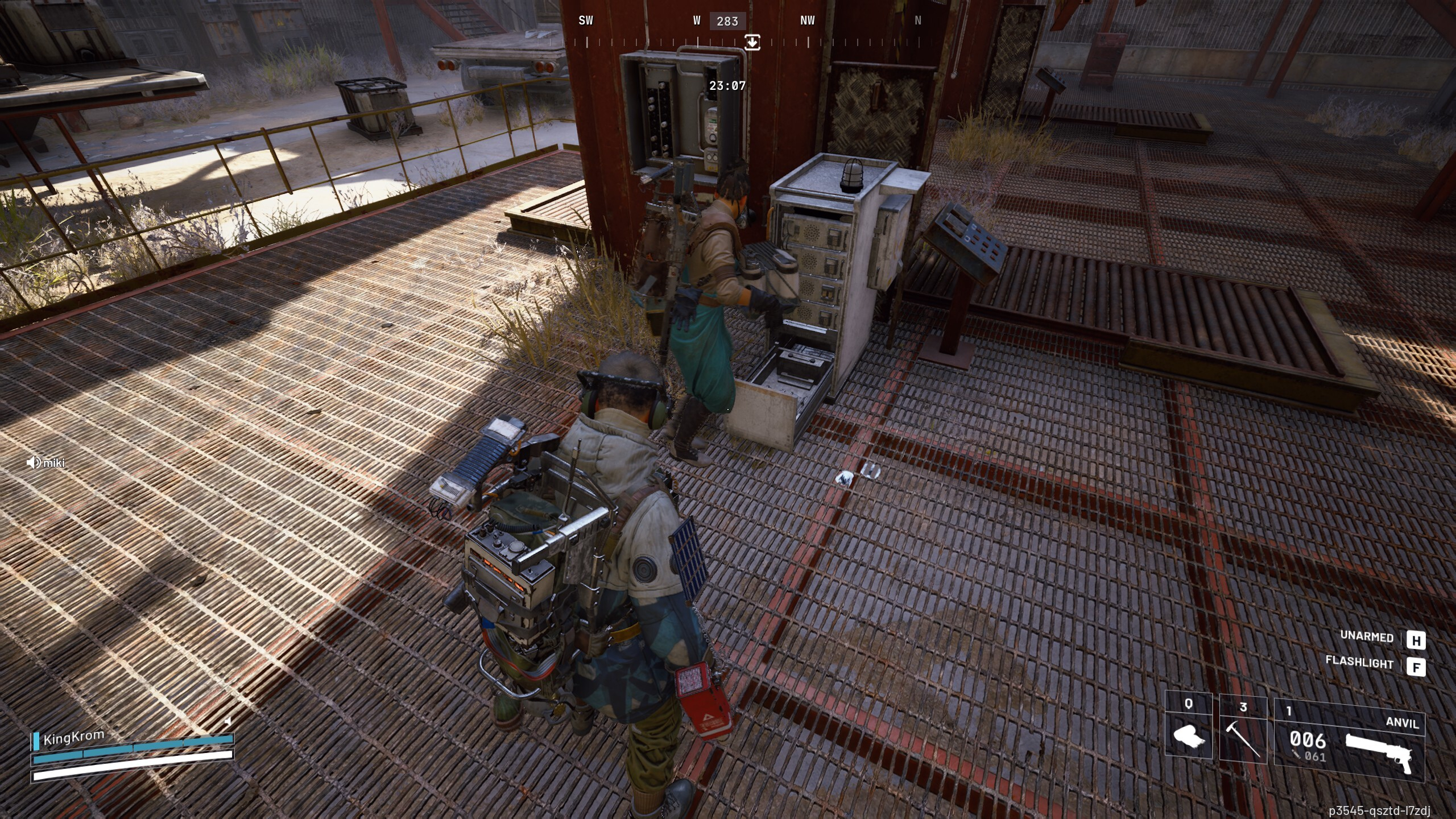 Arc Raiders Worth Your Salt: A player looking at another player placing a battery in the charging machine.