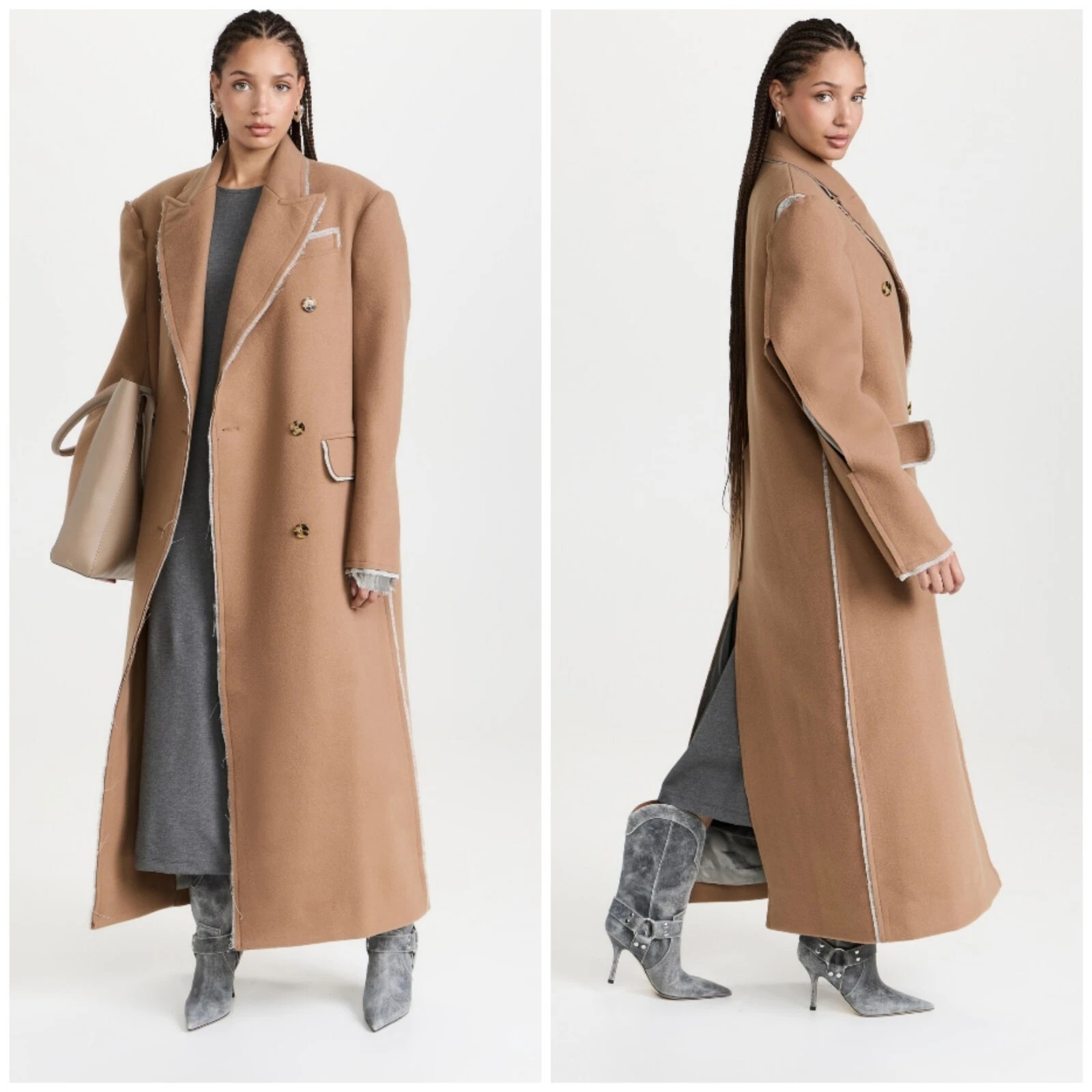 Interior, The Riley Raw Edge Deconstructed Long Wool Coat