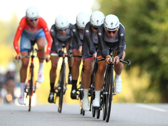 Trixi Worrack takes her turn at the front (Specialized - lululemon) during the Open de Suede Vargarda TTT