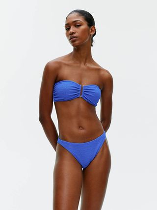 Textured Bandeau Bikini Top - Blue - Arket Gb