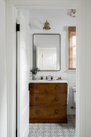 a vintage vanity in a bathroom