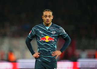 Xavi Simons in action for RB Leipzig against Union Berlin in February 2025.