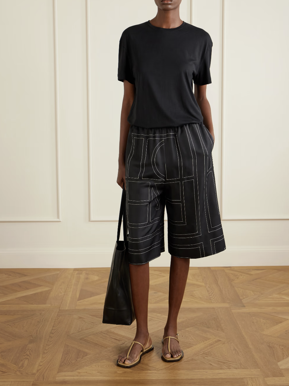 TOTEME, Embroidered silk shorts