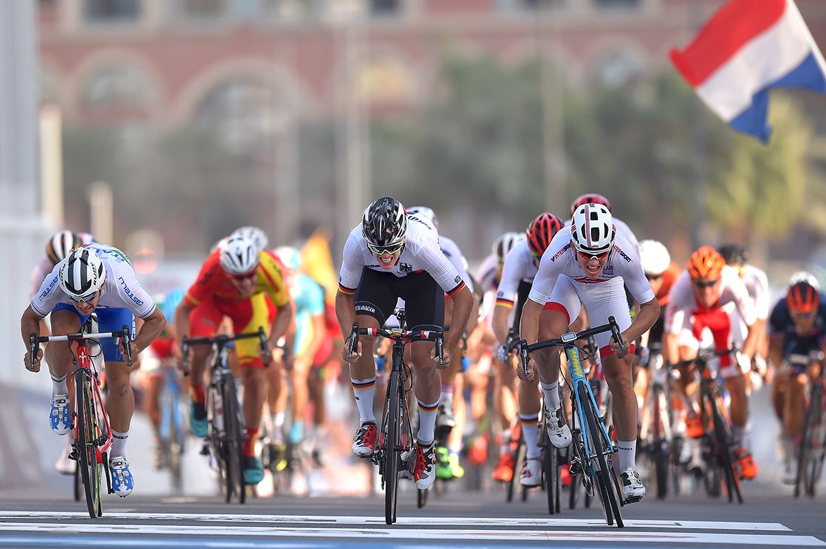 Kristoffer Halvorsen (Norway) takes the sprint