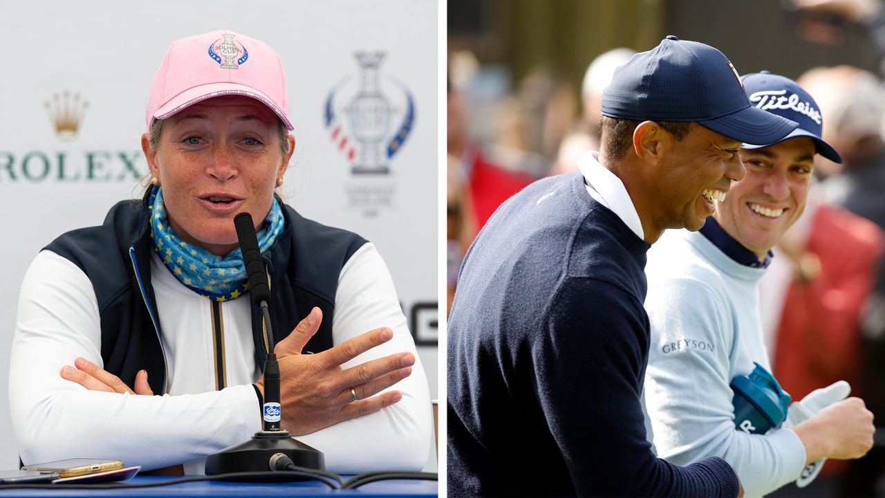 Suzann Pettersen speaks at a press conference