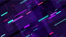 Abstract image of coloured bars on a purple background to symbolise moving data