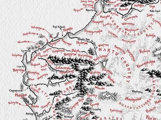 Detail from First Nations Map of Australia showing various Aboriginal place names and dialects