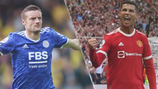 Jamie Vardy of Leicester City and Cristiano Ronaldo of Manchester United 